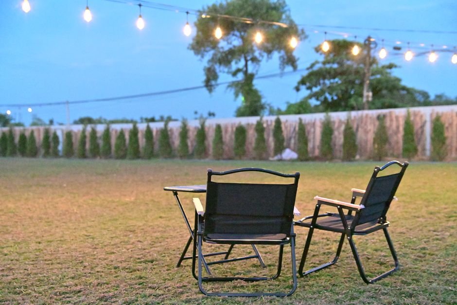 backyard lawn evening