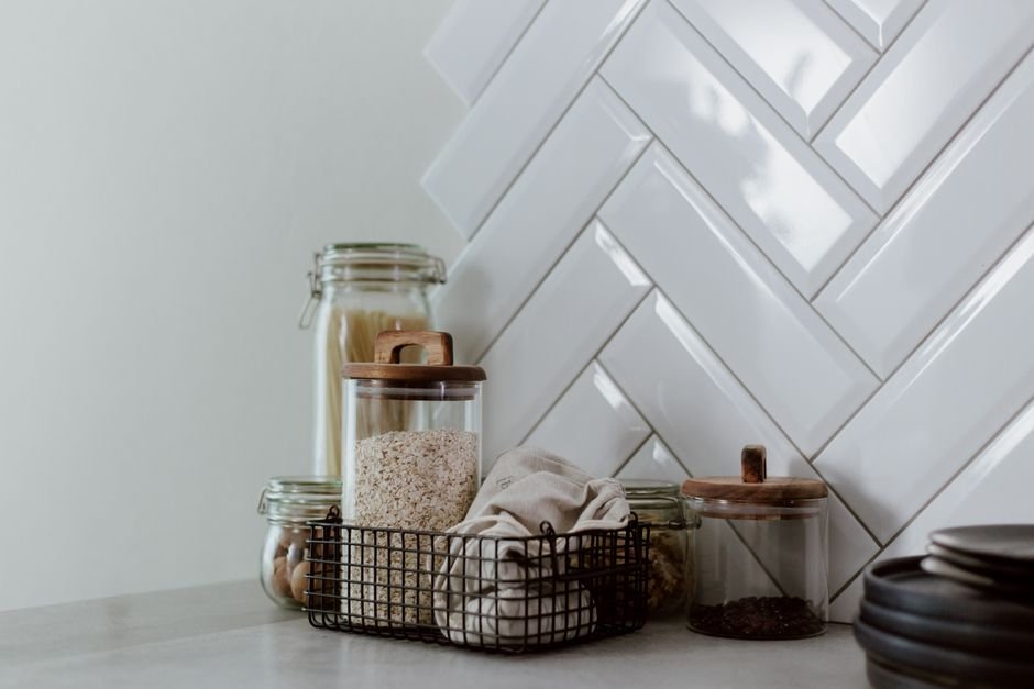 empty glass jars counter